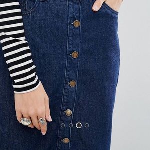 👖 Brave Soul Denim Jean Button Through High Rise Waist Five Pocket Mini Skirt